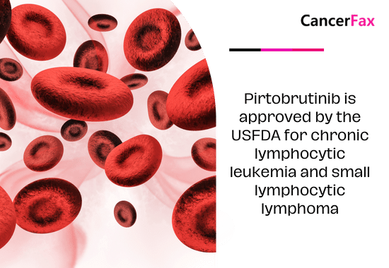 Pirtobrutinib is approved by the USFDA for chronic lymphocytic leukemia and small lymphocytic lymphoma
