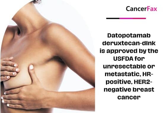 Datopotamab deruxtecan-dlnk is approved by the USFDA for unresectable or metastatic, HR-positive, HER2-negative breast cancer