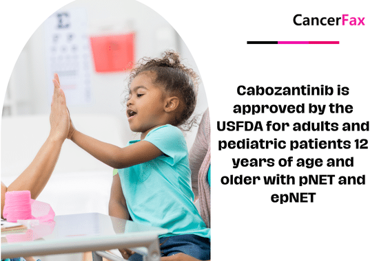 Cabozantinib is approved by the USFDA for adults and pediatric patients 12 years of age and older with pNET and epNET